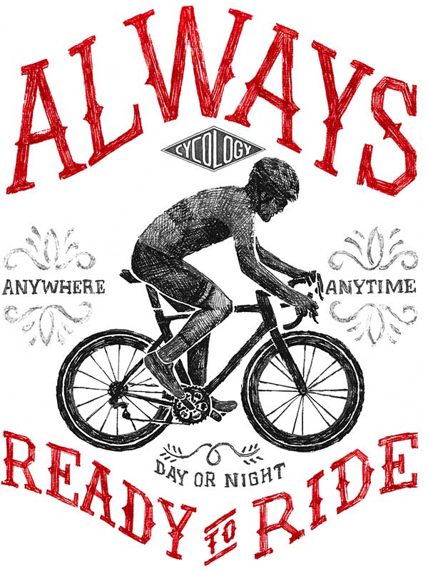 Always Ready To Ride Blue Men's Cycling T-Shirt  Graphic | Cycology USA