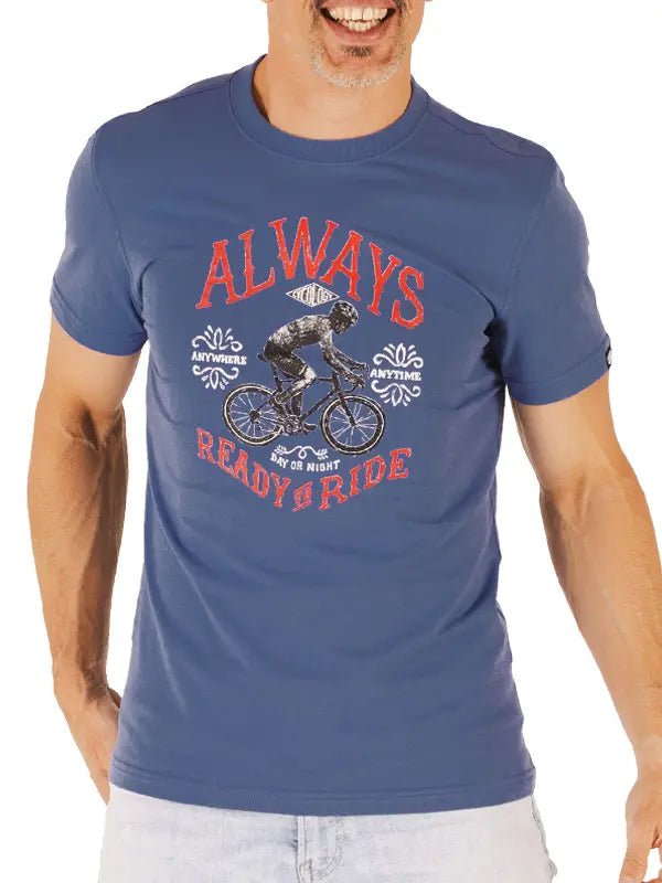 Always Ready To Ride T Shirt Blue - Cycology Clothing US