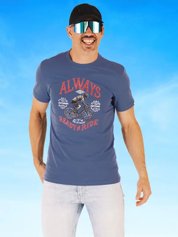 Always Ready To Ride T Shirt Blue - Cycology Clothing US