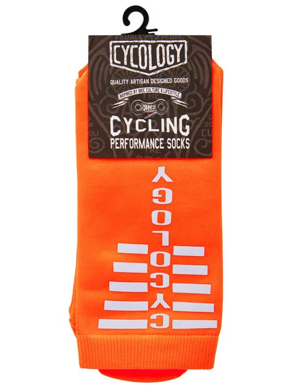 Cycology Orange Reflective Logo Cycling Socks - Cycology Clothing US