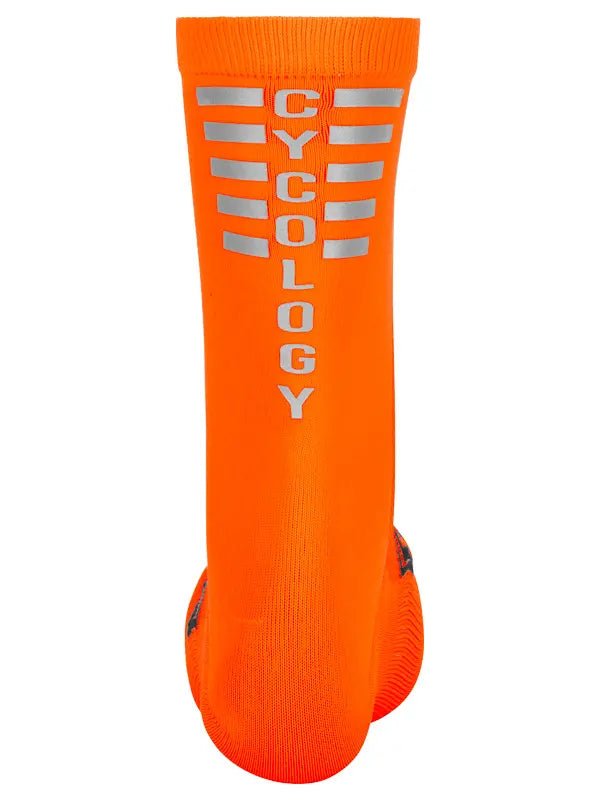 Cycology Orange Reflective Logo Cycling Socks - Cycology Clothing US