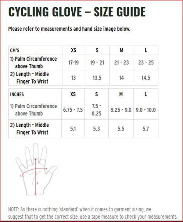 Cycling Gloves Size Guide Cycology Clothing US