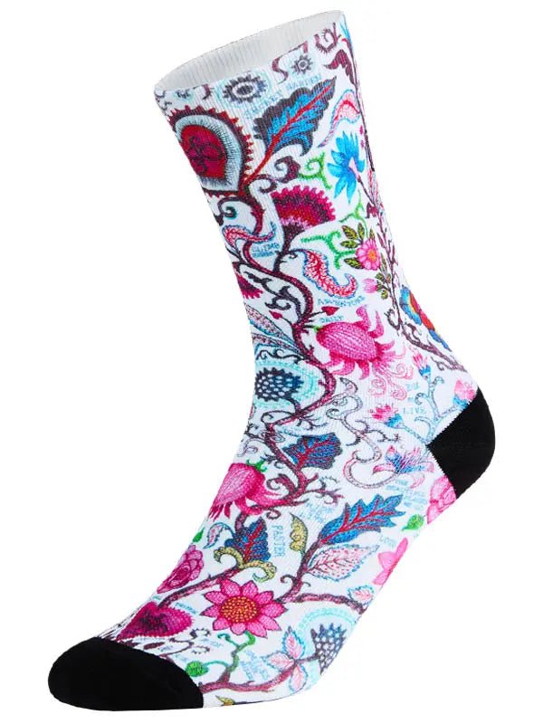 Secret Garden White Cycling Socks - Cycology Clothing US