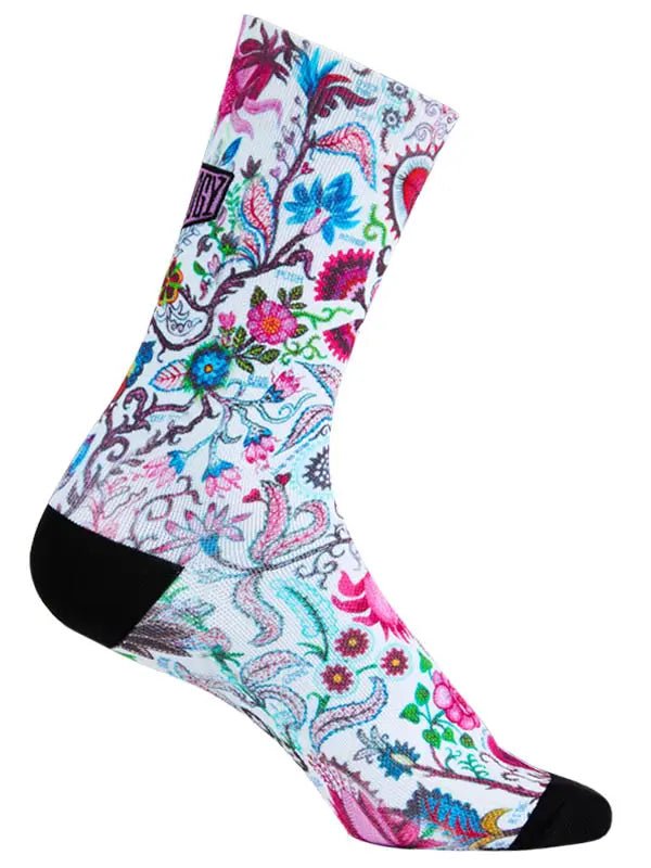 Secret Garden White Cycling Socks - Cycology Clothing US