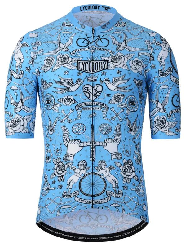 Velo Tattoo Men's Reborn Jersey Blue - Cycology Clothing US