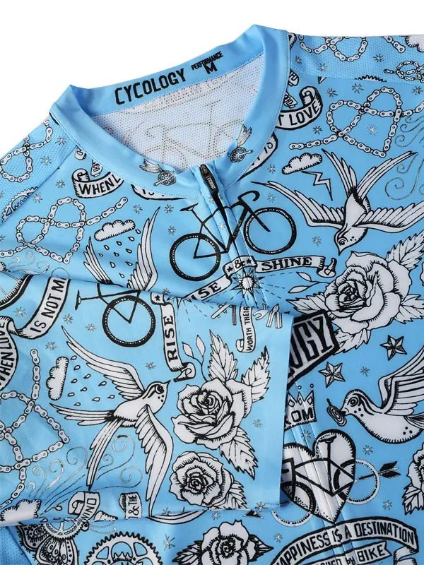 Velo Tattoo Men's Reborn Jersey Blue - Cycology Clothing US