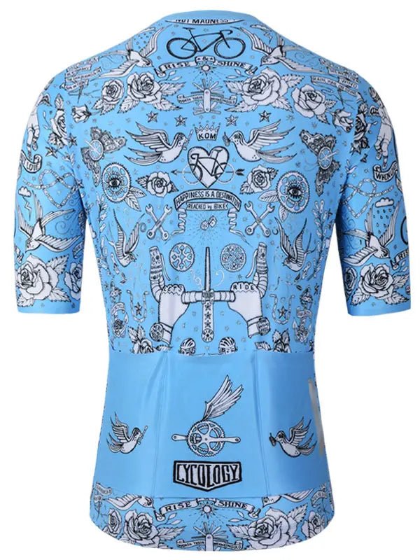 Velo Tattoo Men's Reborn Jersey Blue - Cycology Clothing US